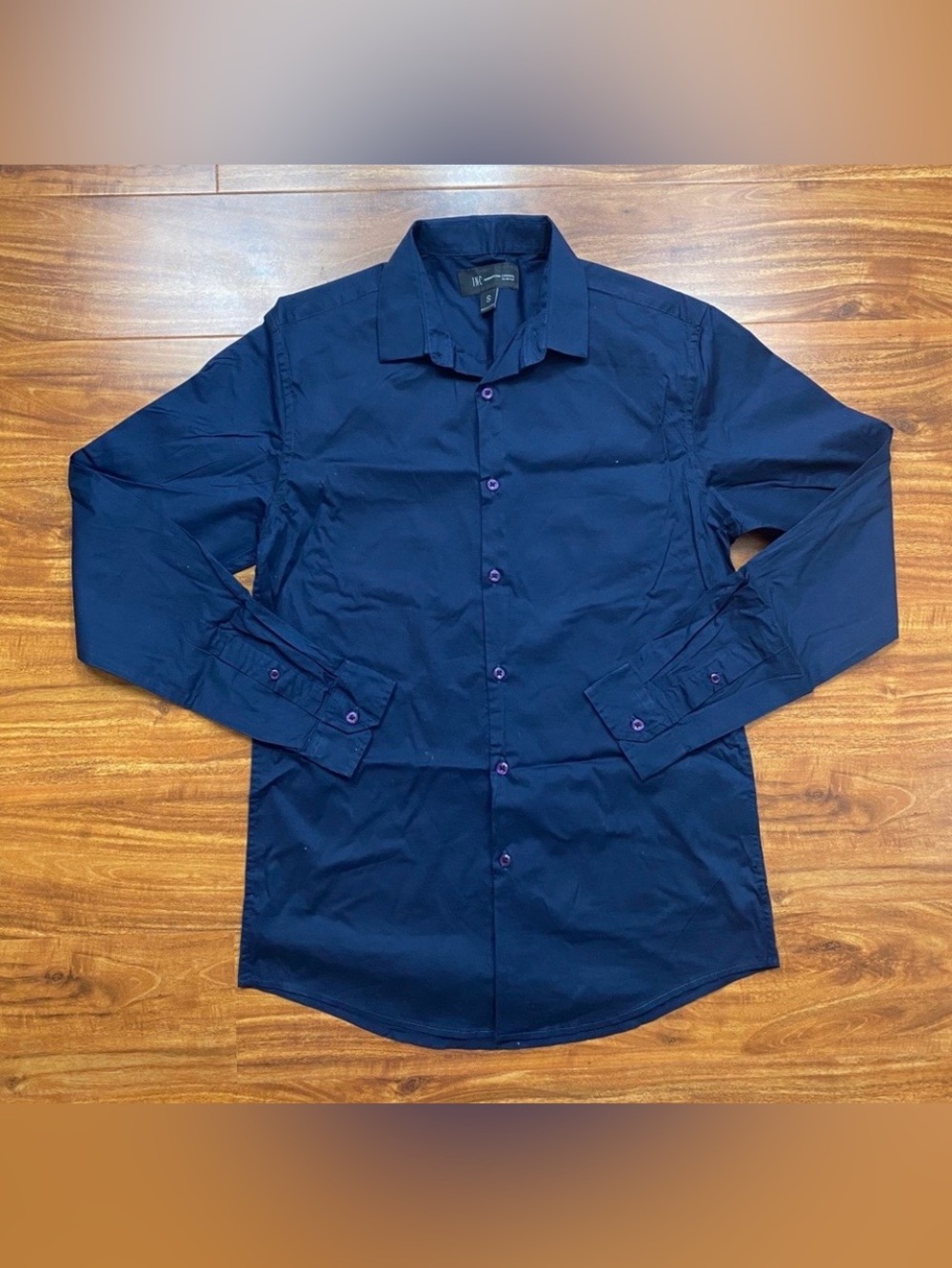 3/$25 Inc Men's Navy Blue Slim Fit Cotton Button Down Shirt Size Small Classic